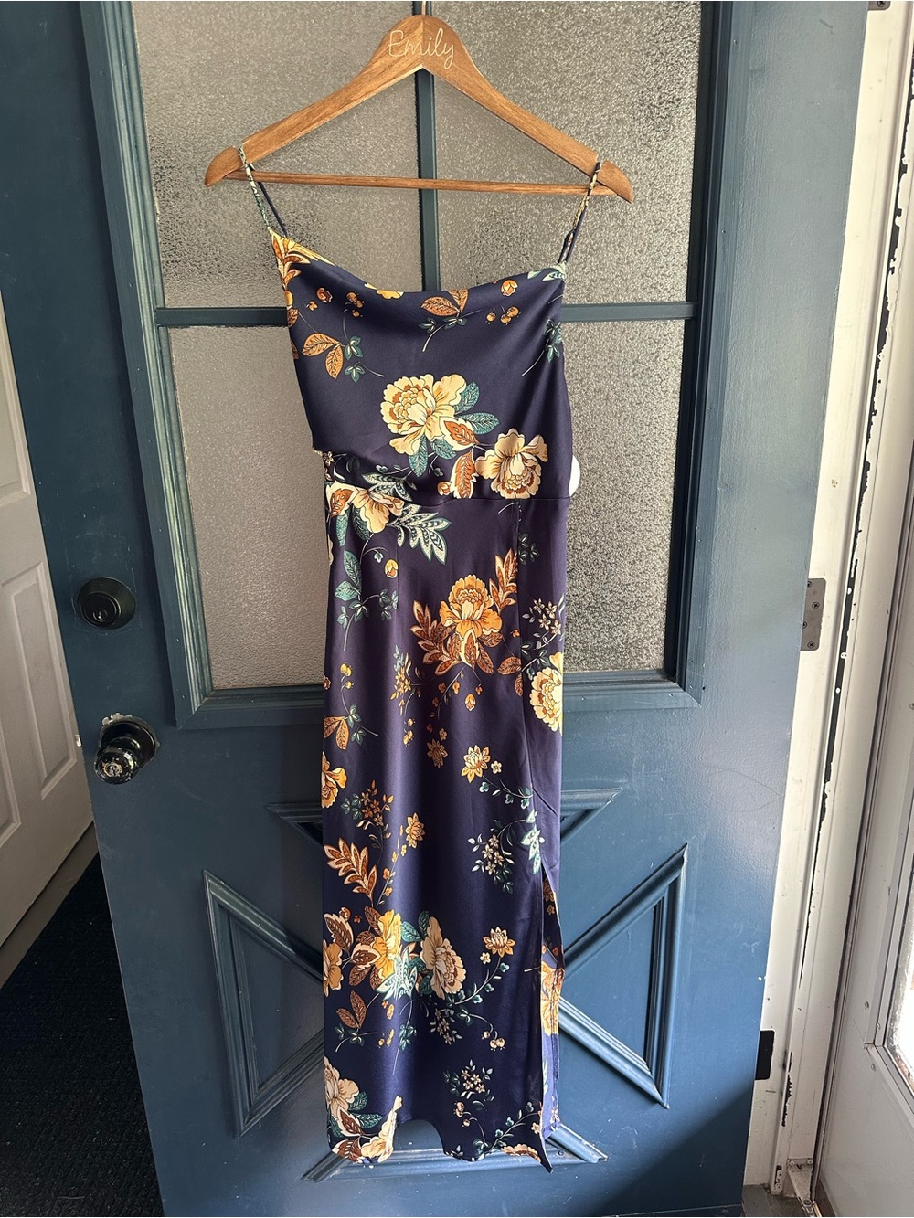 Petal & Pup Navy Dress with Yellow Floral Print